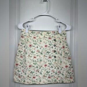Bongo Vintage Sz 9 Y2K Floral Denim Button Wrap Skirt Cottagecore Festival